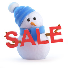 Blue snowman at the Sales