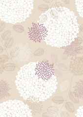 Seamless Pattern with Flowers and Leaves