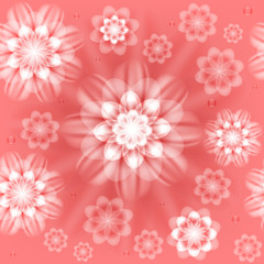Gentle pink seamless pattern with white flowers