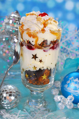 chocolate gingerbread and whipped cream dessert for christmas