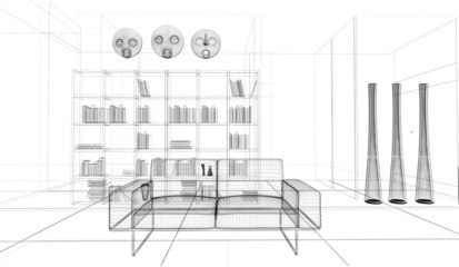 Rendering 3d progetto, interni, Etnico, Appartamento © LaCozza