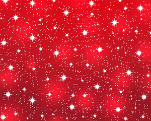 Red Christmas background with shiny stars - obrazy, fototapety, plakaty