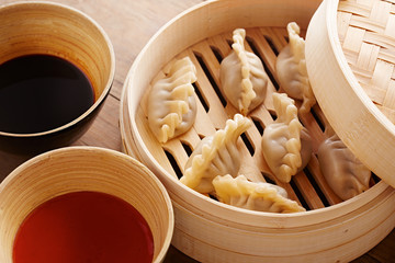 Homemade dim-sum asian dumplings