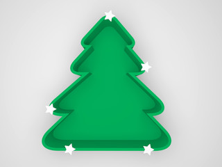 green christmas tree, isolated white background
