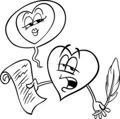 heart reading love poem coloring page