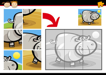 cartoon hippo jigsaw puzzle game