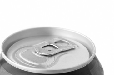 Closeup ring pull on a beverage can.