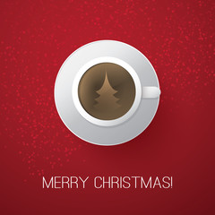 Merry Christmas Card with Coffee Cup