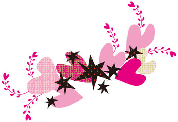 きらきらとハートの飾り