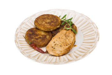 Potato cutlet with pork steak