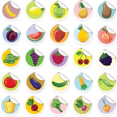 Наклейки с мультфильма фрукты и овощи