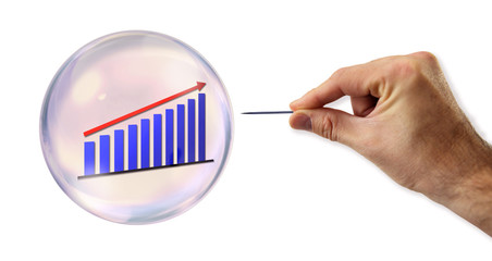 Continued Growth Bubble about to explode by a needle 