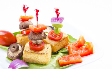Fried tofu canape.