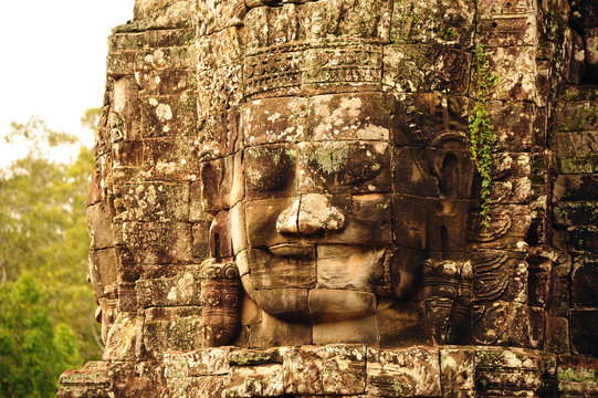 Face of Bayon Temple in Angkor Thom, Cambodia