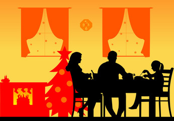 Lovely family enjoying the Christmas holidays layered