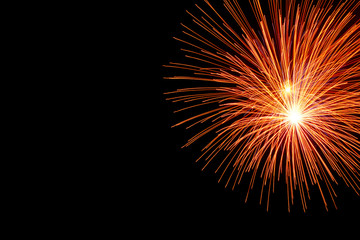 Colorful fireworks on the black sky