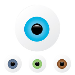 Eyeball with blue and turquoise colored iris