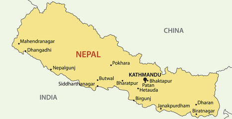 Democratic Republic of Nepal - vector map - obrazy, fototapety, plakaty