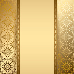 gold background with vintage pattern - vector
