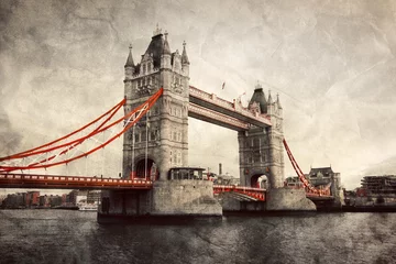 Papier Peint photo Tower Bridge Tower Bridge à Londres, Angleterre, Royaume-Uni. Style vintage