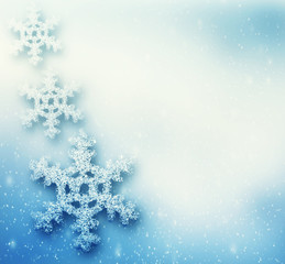 Winter, Christmas background with big snowflakes