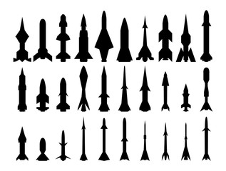 Set of rocket weapons. Isolated on white. Vector EPS10.