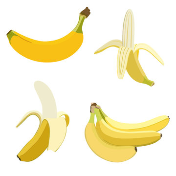 Set of bananas. Isolated on white