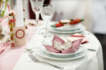Table set for wedding or event party.