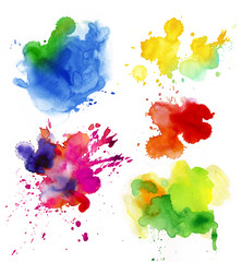 Set of watercolor drops and spray - 58609587