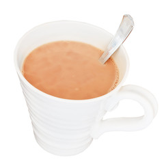 white cup of hot chocolate on white