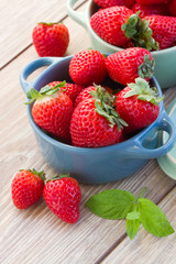 fresh strawberry in bowl close up