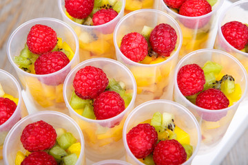 Fruit salad in push up cake forms