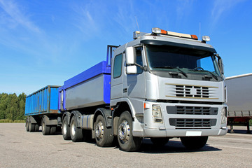 Grey Gravel Truck with trailer