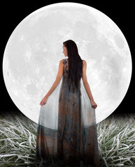 Fairy in front of a Moon.