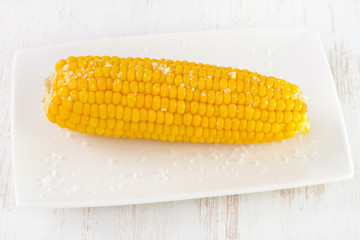 boiled corn on white dish