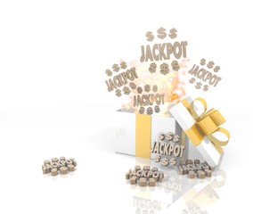 christmas present with jackpot symbol