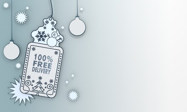 blue xmas coupon with 100 percent free delivery card