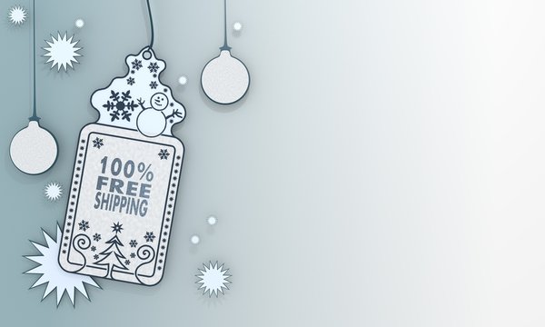 blue xmas coupon with 100 percent freeshipping card