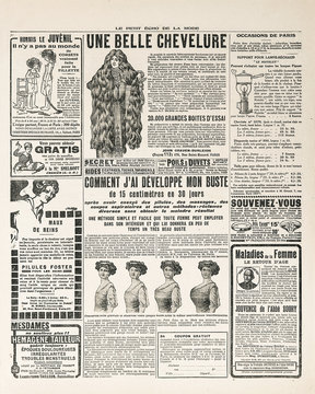 Fototapeta newspaper page with antique advertisement paris ca. 1919