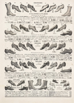 vintage victorian shoes collection. antique shop advertising