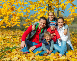 Family at autumn park