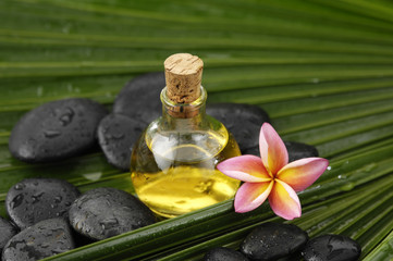 spa supplies with frangipani. image of tropical spa.