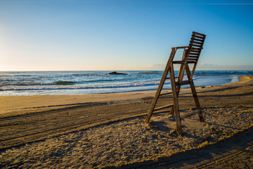 lifeguard chair on empty beach