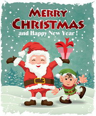 Vintage Christmas poster design with Santa Claus
