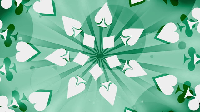 Gambling Card Suits in Green Looping Animated Background