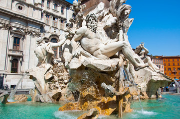 Fountain of the four Riverson Piazza Navona in Rome. Italy.