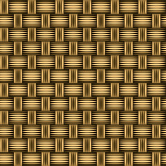 Wicker wooden straw texture seamless pattern in brown, vector