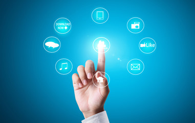 Fototapeta premium pressing modern social buttons
