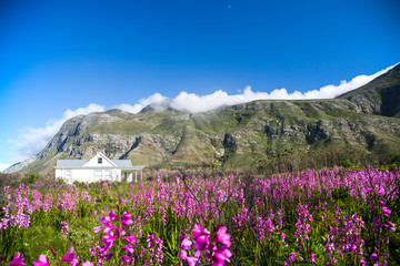 Obraz premium White house by the mountains