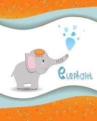 Animal alphabet elephant with a colored background